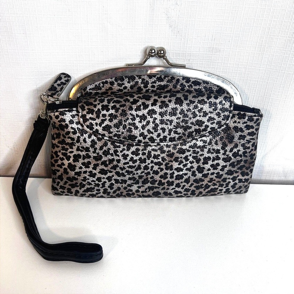 Mirror Mirror VTG Kiss Clasp Wristlet Wallet Change Purse Clutch Animal Print
